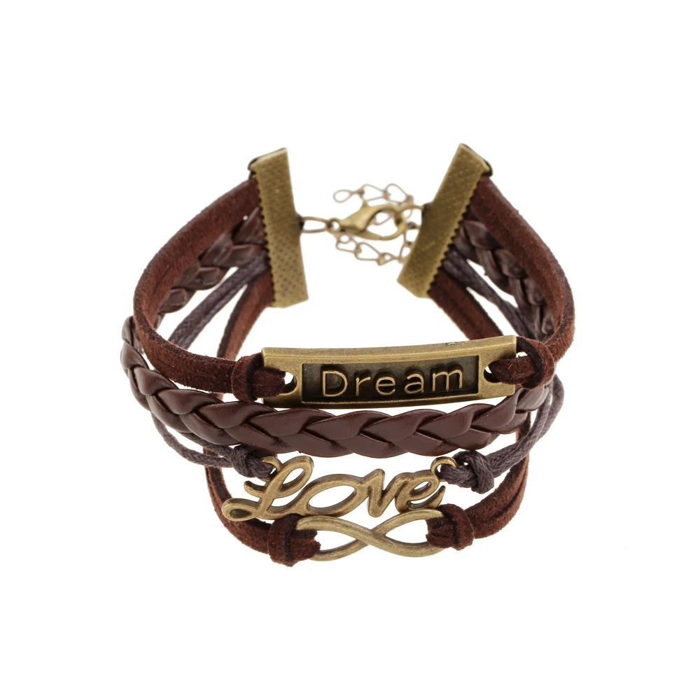 2016 стильный коричневый плетеный браслет бесконечность pulseira feminina bralseira мужской