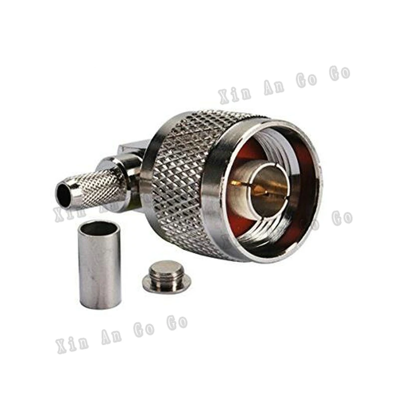 

N male crimp RF Coxial connector N male right angle Crimp for RG58 RG142 LMR195 coaxial cable fast ship