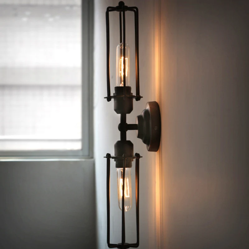 Винтажная настенная лампа в стиле лофт с двойной трубкой комнатный светильник