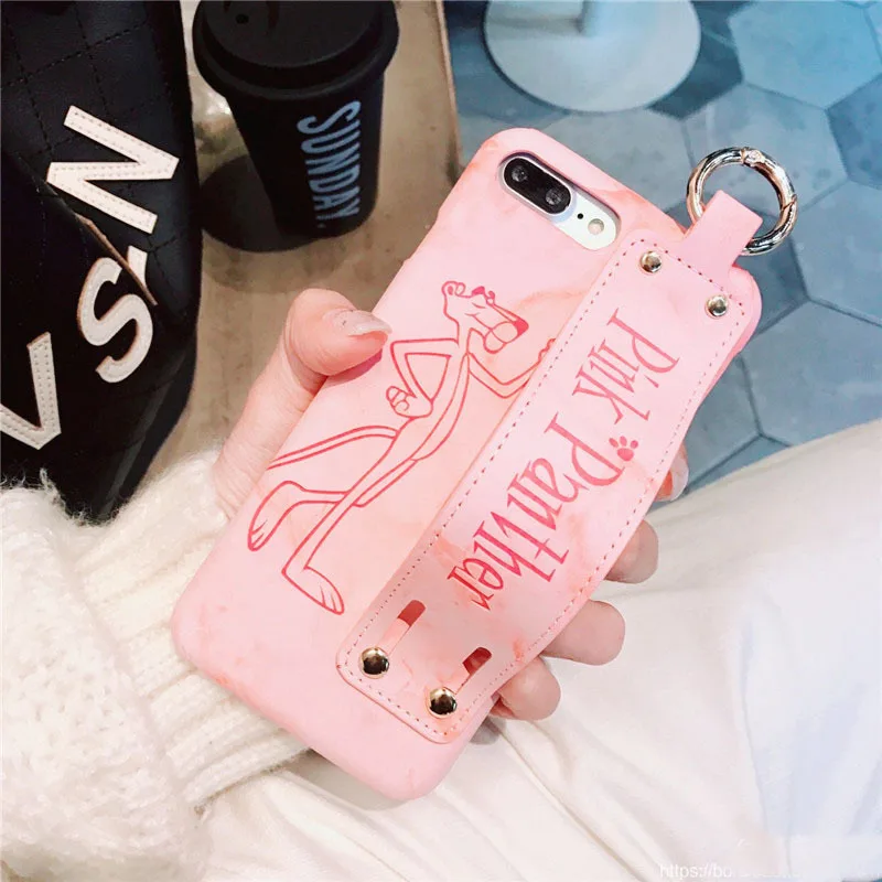 Для iphone X XS MAX XR 6s Розовая пантера узор Кошелек Стенд ремешок чехол для телефона 7