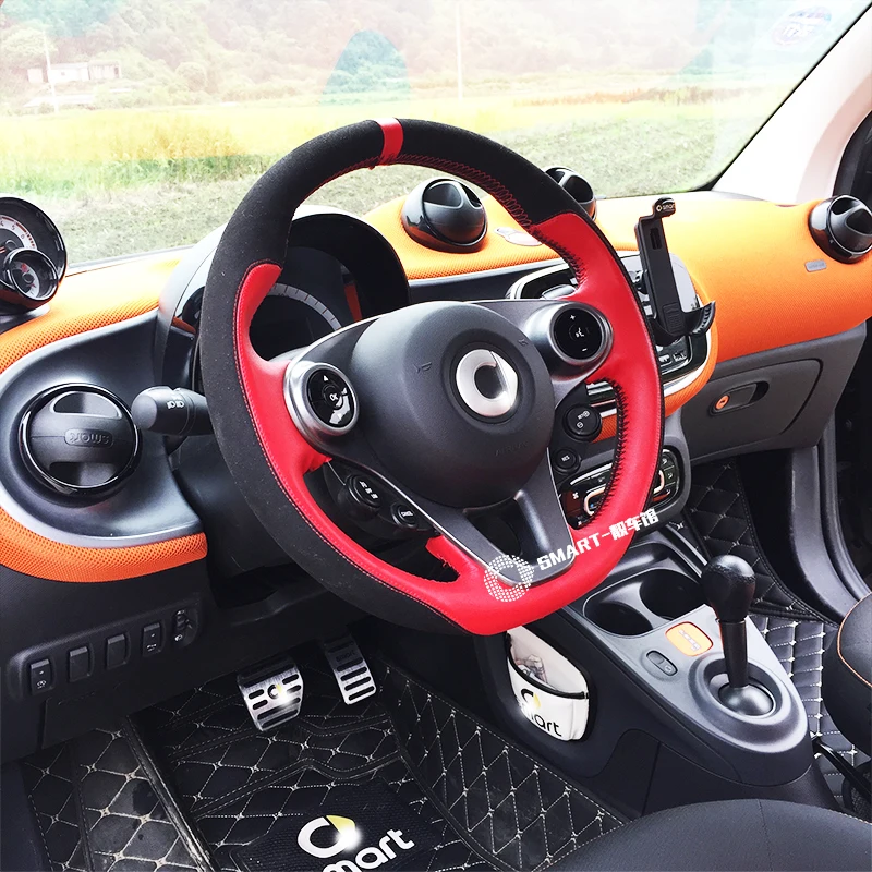 DIY чехол на руль для smart 453 fortwo forfour, очень мягкая кожаная оплетка на руль, аксессуары для интерьера