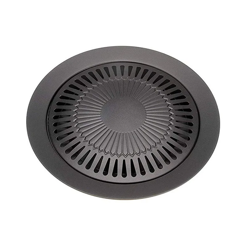 Круглая сковорода с каменным покрытием для барбекю гриль тарелка бездымного