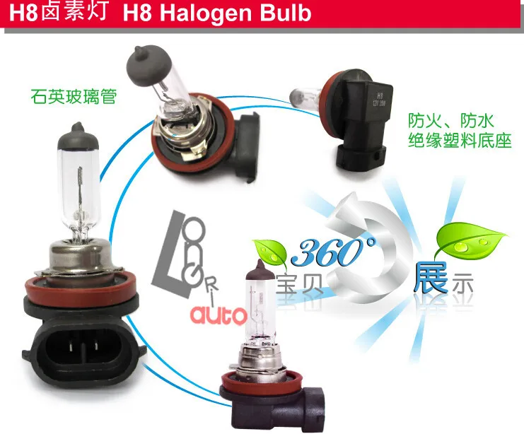 2 шт. HOD H8 100 Вт белый/желтый Авто галогенные Противотуманные фары лампы|light sensitive