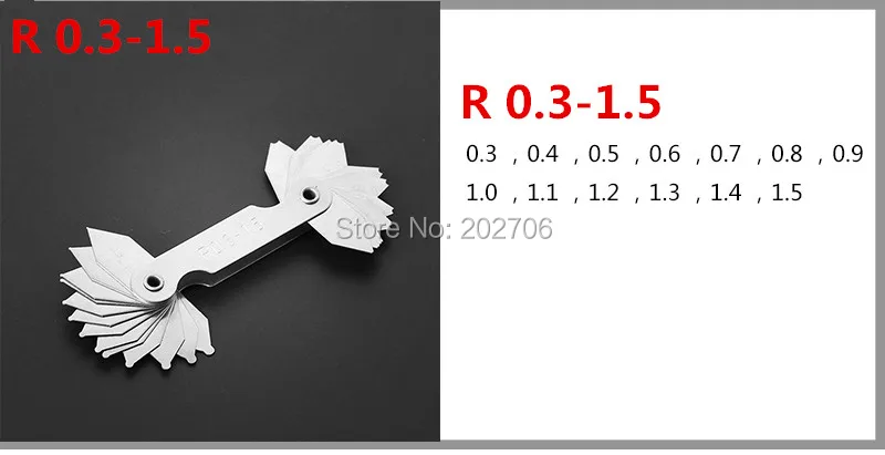 4 предмета в комплекте с малым радиусом манометры R0.3-1.5 R1-7 R7.5-15 R15.5-25 R1-6.5/R7-14.5/R15-25/R26-80 Нержавеющая сталь выпуклые зеркала безопасности arc измерительный инструмент