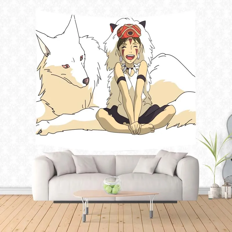 Принцесса Mononoke шаблон полиэстер гобелен пляж йога коврик для пикника дорожный