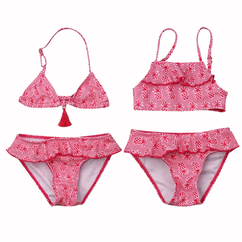 Лето 2019 подходящий купальник для маленьких девочек Цветочный с оборками бикини