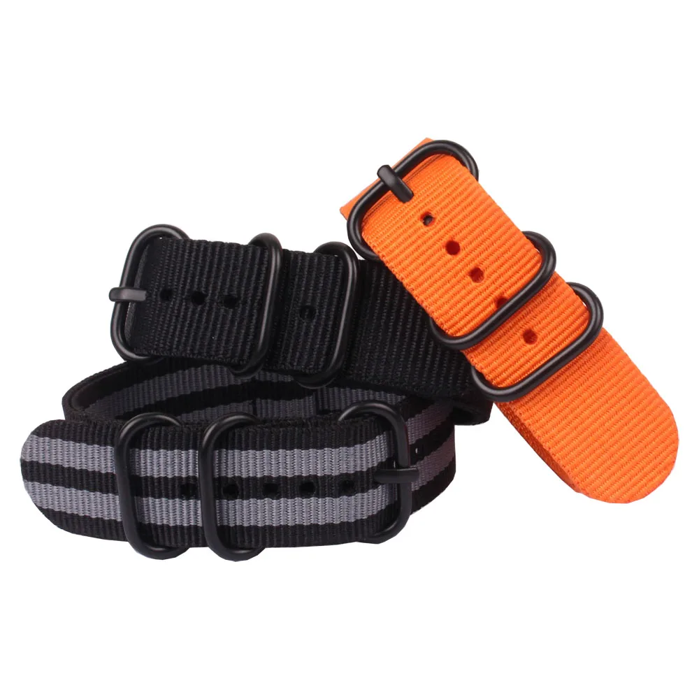 

Buy2 Get 10% OFF) Black Buckle Rings 22mm Watchband Man Women Fiber Woven Nylon Watch Straps Wristwatch Bands 22 mm watches zulu