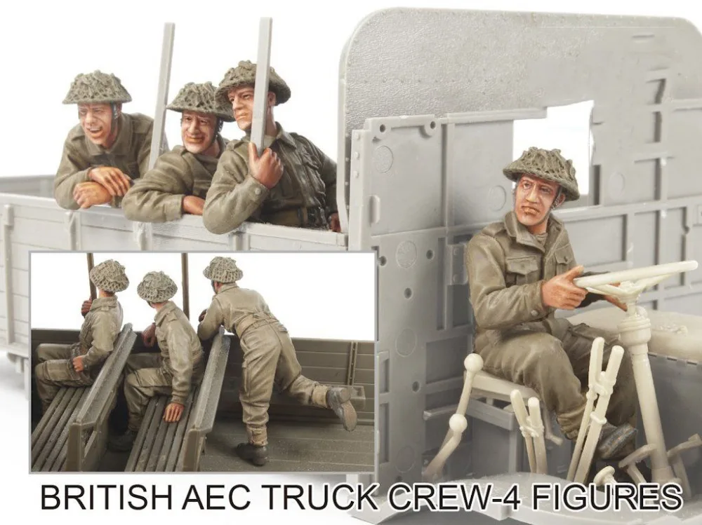 

Assembly Unpainted Scale 1/35 ancient Truck Crew - 4 figures figure Historical Resin Model Miniature Kit