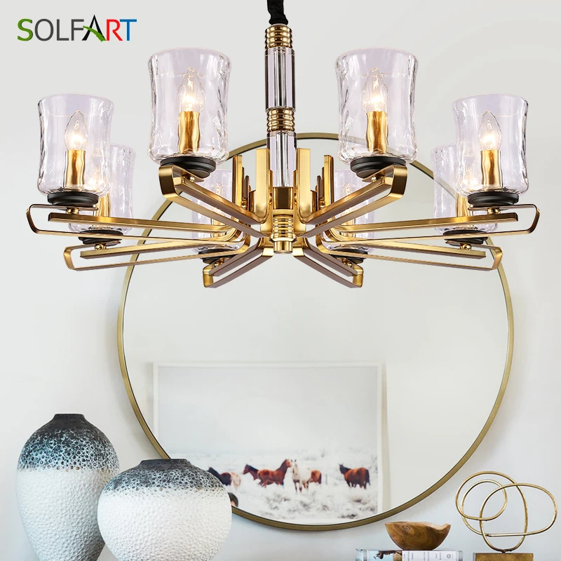 Люстры лампа SOLFART железное стекло арт-деко подвески для комнаты столовой Avize LED E14