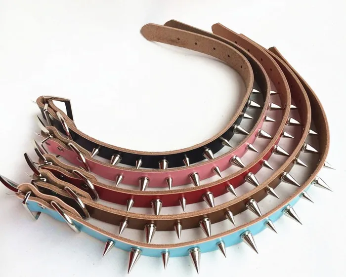 Горячая Распродажа кожаный ошейник Властного Спайк для собаки ошейники