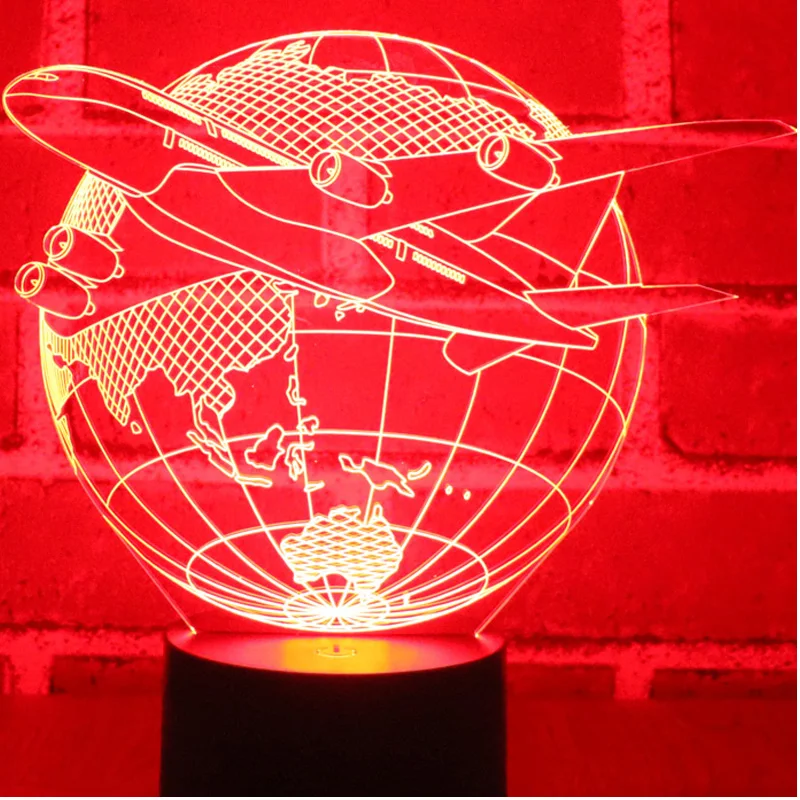 Рекомендуется 3d лампа летательный аппарат сенсорный свет 7 цветов для подарка