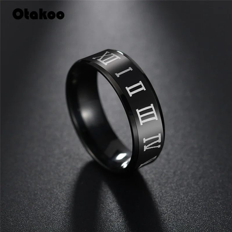 Otakoo модное черное кольцо с римскими цифрами мужское крутое свадебное ювелирное