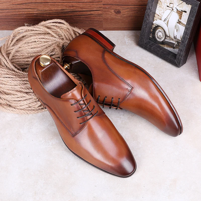 Мужские классические кожаные туфли на шнуровке Классические Современные