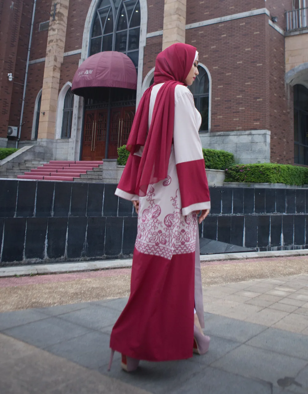 Для женщин хит Цвет печати мусульманский жакет платье Дубая Исламская макси с