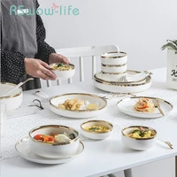 22pcs creative bone china cutlery set dish sets dinnerware home dishes and plates sets multi person ceramic plate for tableware