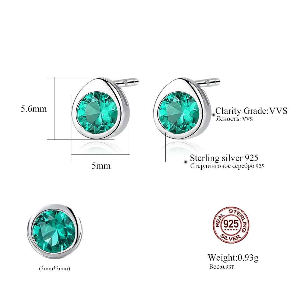 CZCITY высокое качество зеленый Капля воды топаз серьги гвоздики для женщин 925