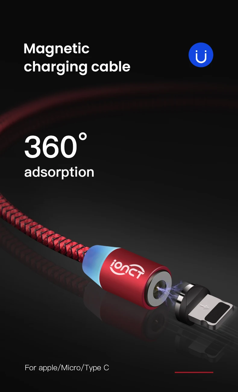IONCT Магнитный кабель Micro USB кабель для iPhone Android type C кабель магнитное зарядное устройство Microusb USB C нейлоновый магнит Быстрая зарядка