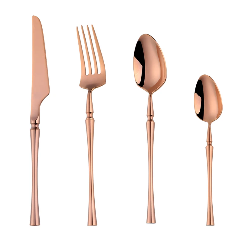 Rose Gold Золотой набор столовых приборов, роскошный набор столовой посуды 304 из нержавеющей стали, столовые ложки, ножи и вилки, зеркальные полировочные столовые приборы, наборы - Цвет: Rose Gold