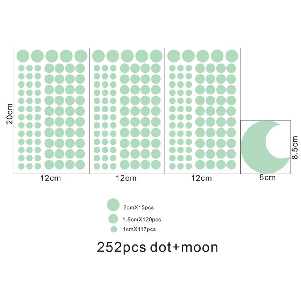 Светящиеся светится в темноте Луна круглый точка наклейки на стену дома Декор