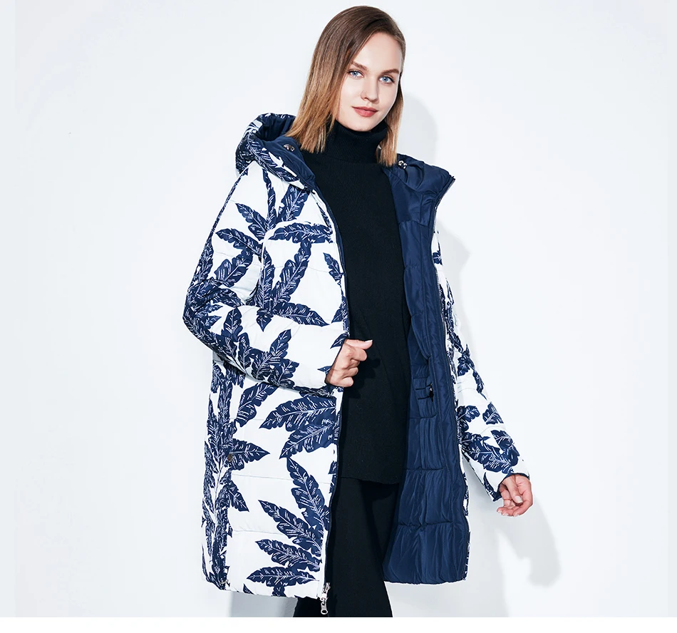 Fashionabl зимняя куртка женские большие размеры 7XL принт парка обе стороны можно носить пальто хлопковые одежда теплые куртки snowclassi