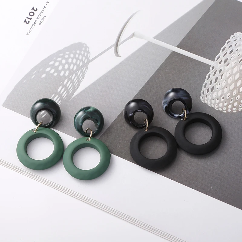 Модные Милые простые круглые полимерные акриловые висячие серьги XIYANIKE для