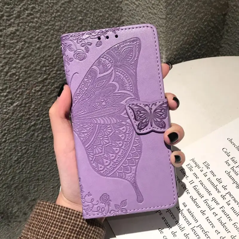 

Romantic Butterfly Lady Girl Phone Wallet For Case Motorola Moto G7 Play Power Plus P40 Frame 3D Embossing Flip Funda Cover P05F