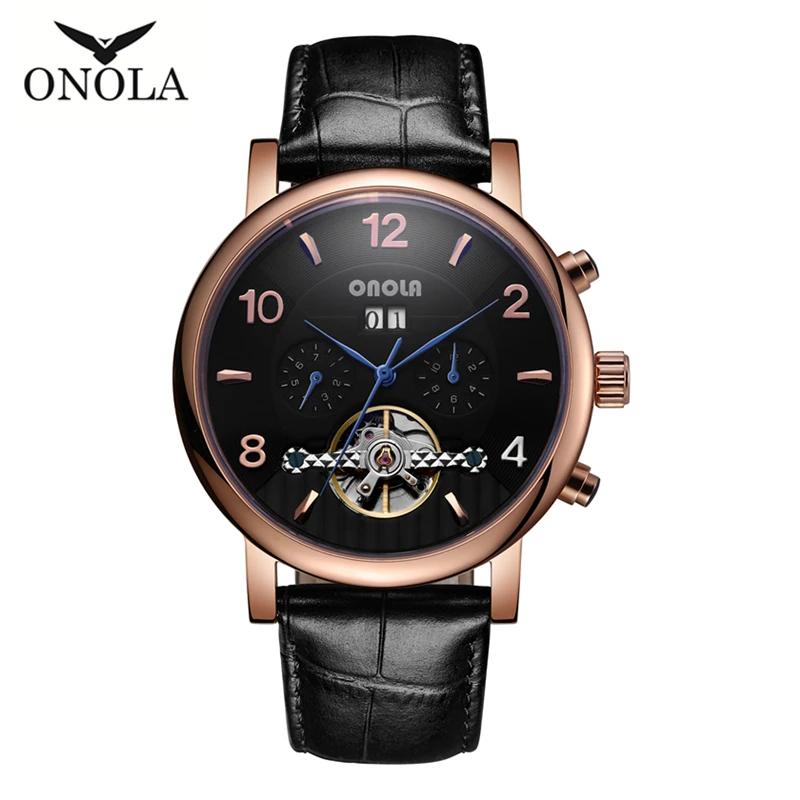 ONOLA Moon phase Топ бренд автоматические механические часы турбийон выдалбливают