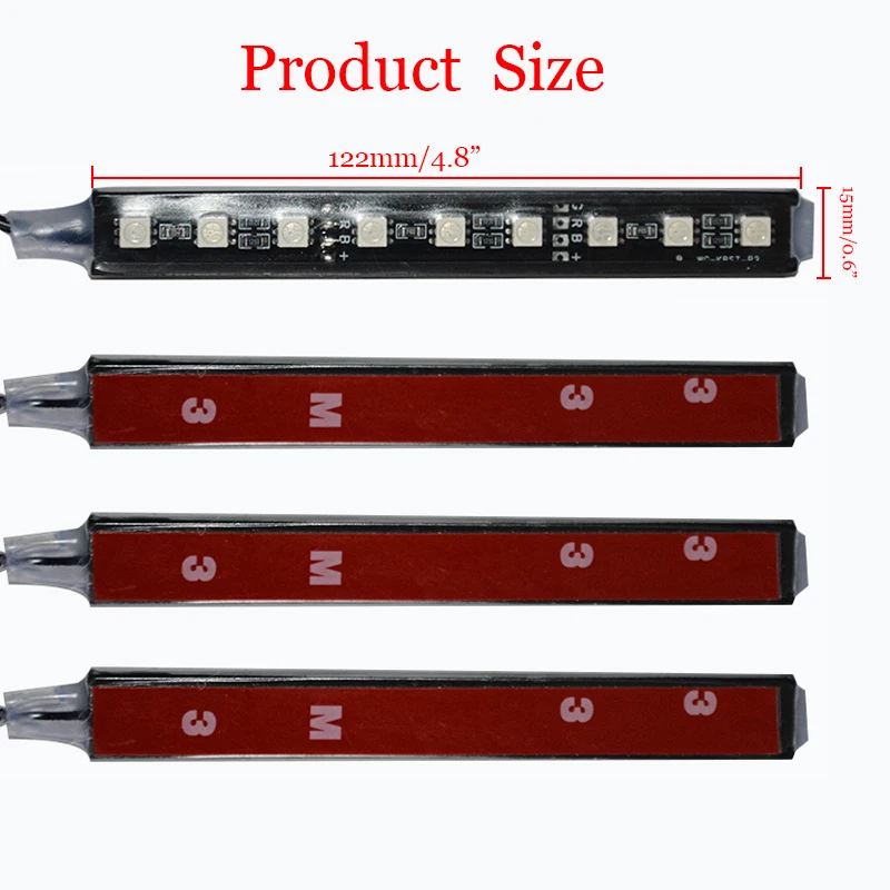 4 шт. светодиодный ленточный светильник s цветной автомобильный RGB для стайлинга