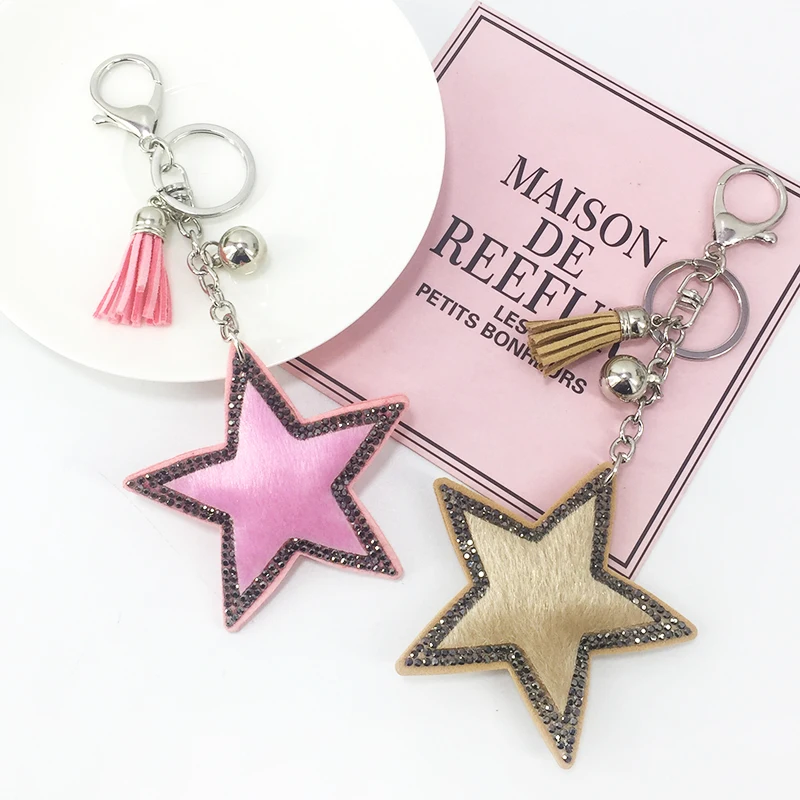 Новый Корейский Бархатный брелок для ключей в форме пятиконечной звезды