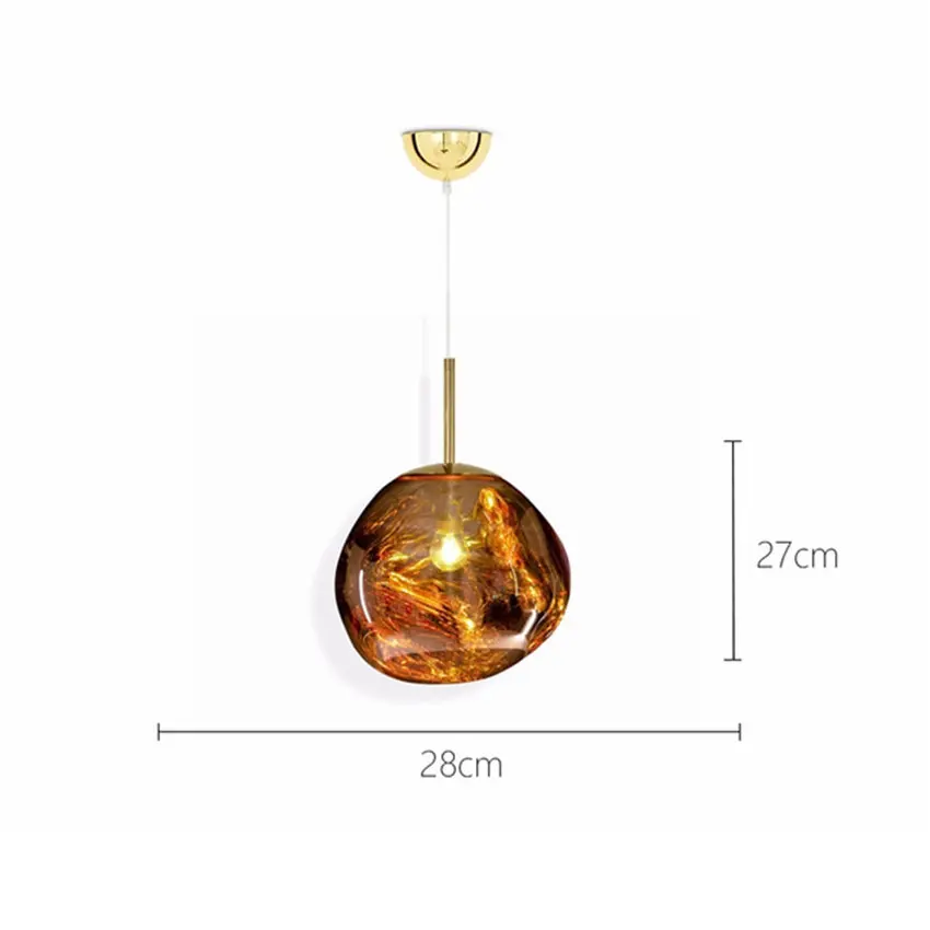 Gold 28CM Современный светодиодный подвесной светильник из стекла, серебристый, красный, простой подвесной светильник для гостиной, подвесной светильник - Цвет корпуса: Gold 28CM