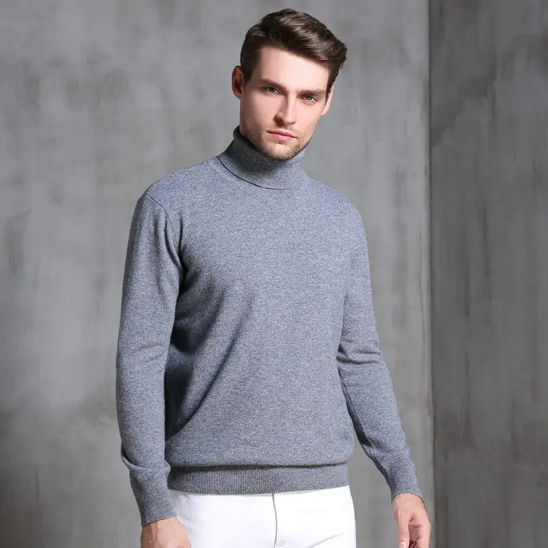 Silver light gray Европейская станция осень и зима мужской свитер утолщение свободный высокий воротник кашемировый свитер джемпер свитер - Цвет: Silver light gray
