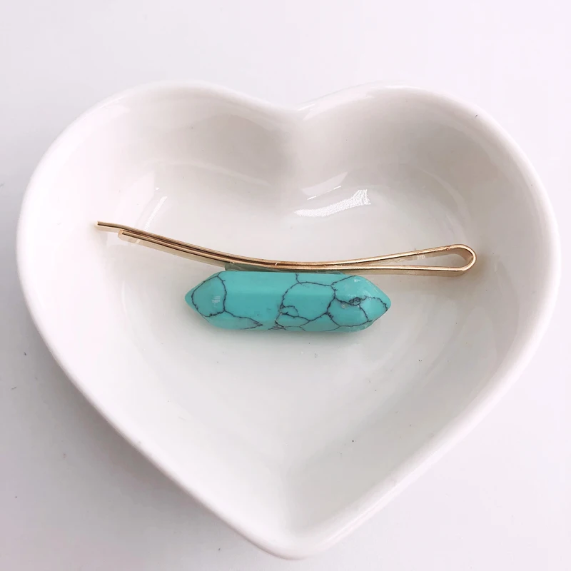 Оригинальная заколка для волос KBJW ручной работы из натурального камня золотого