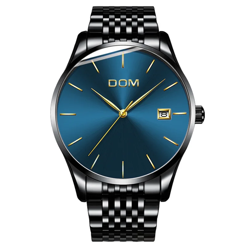 Фото Мужские часы DOM новые точные стальные простые глубина 30 м водонепроницаемость