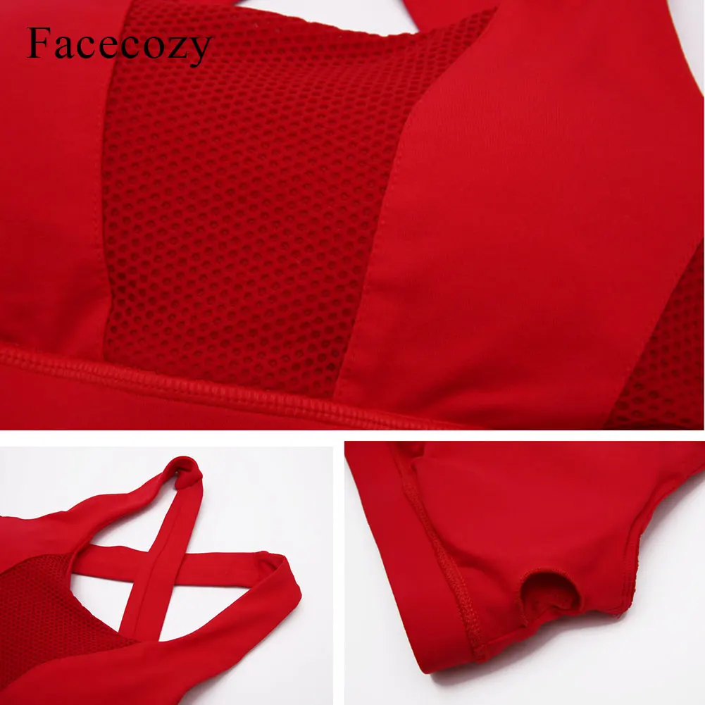 Facecozy Для женщин Push Up спортивные бюстгальтеры перекрестными бретельками сзади