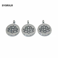wholesale 2040 pcs 15 mm round with lotus metal zinc alloy charms yoga diy pendant bracelet necklace earring for jewelry making