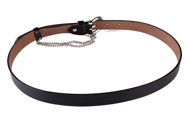 

Fashion Punk Hip-hop Solid Color Genuine leather Belts Waist metal Chain Male Pants Men women Tide All-match Cool Accessories