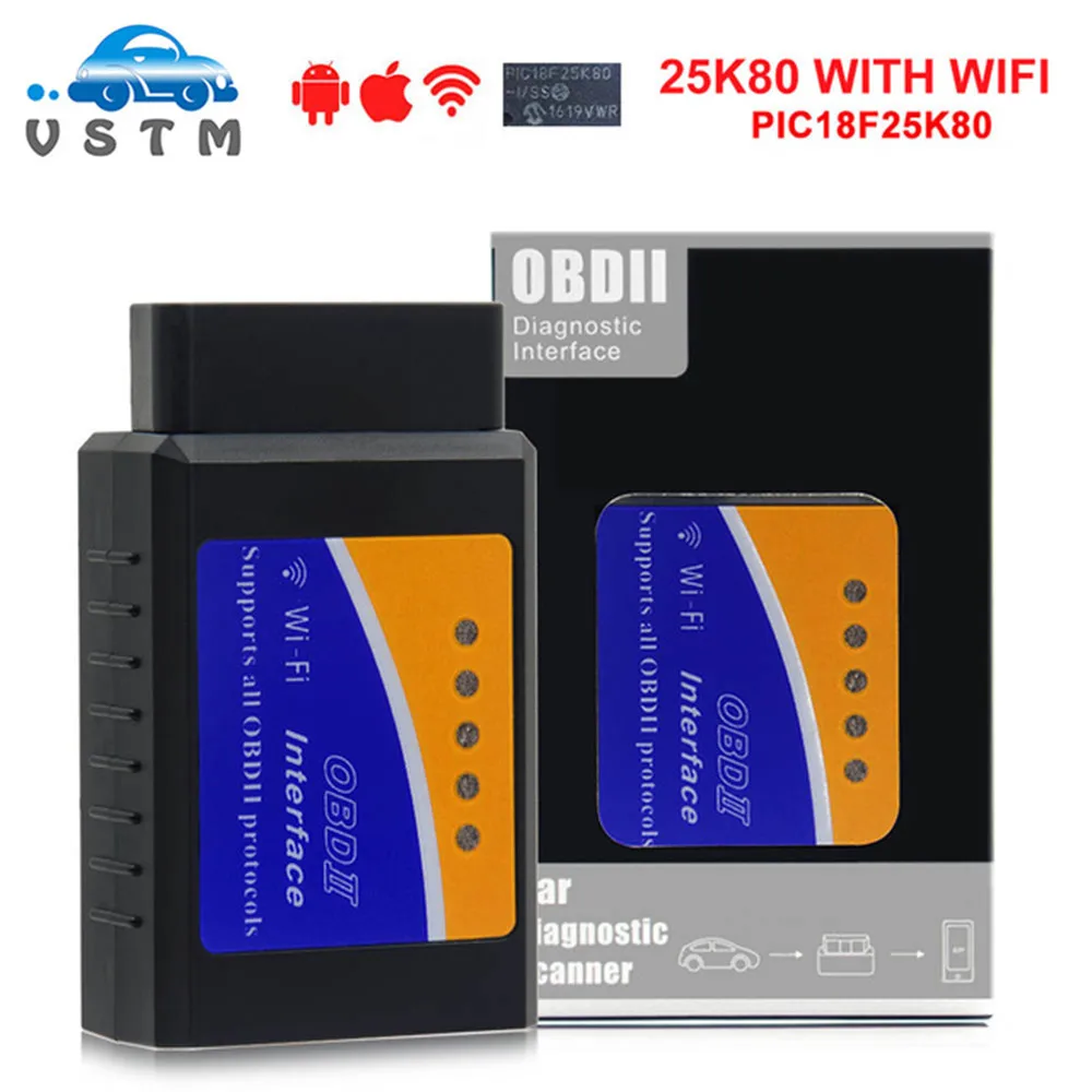 Реальный чип PIC18F25K80 Super OBD2 ELM327 WIFI V1.5 оборудование работает Android/iOS ELM 327 Bluetooth для