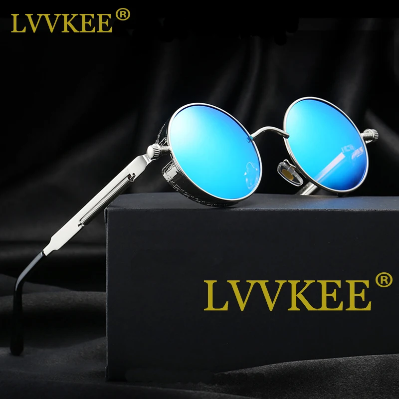 

LVVKEE Brand 2017 HD Polarized Steam Punk Sunglasses Men/Women Round Metal Carving Vintage Sun Glasses Gothic Steampunk Sunglass