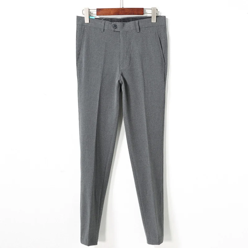 N& B брюки мужские формальные Бизнес Офис Slim Fit Брюки Для мужчин ботильоны-Длина брюки мужской классический черный костюм брюки SR42 - Цвет: SR42 Gray Pants