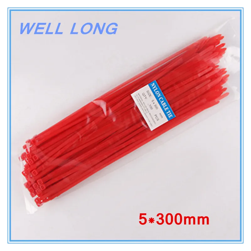 

200pcs/lot 5*300mm Red Self-Locking Nylon Wire Cable Zip Ties, Cable Ties.