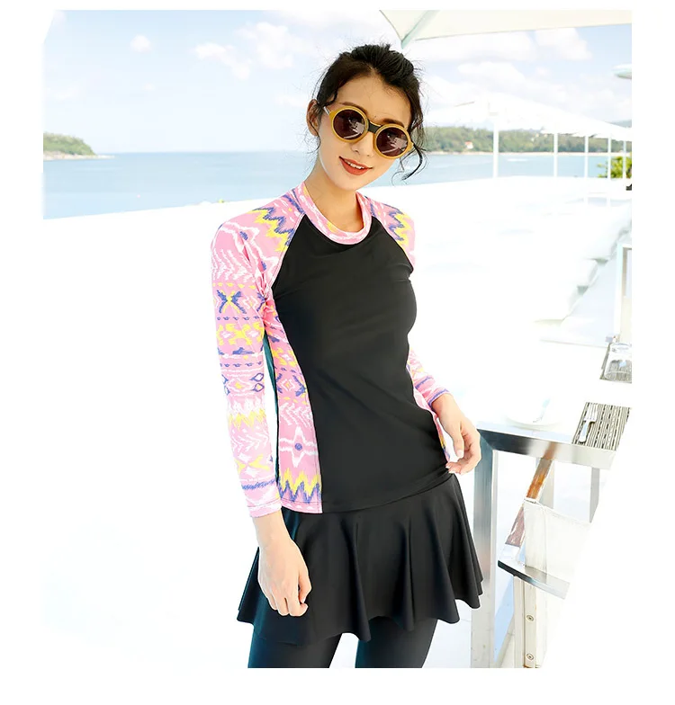 2018 женские купальники с длинным рукавом купальные костюмы для серфинга принтом