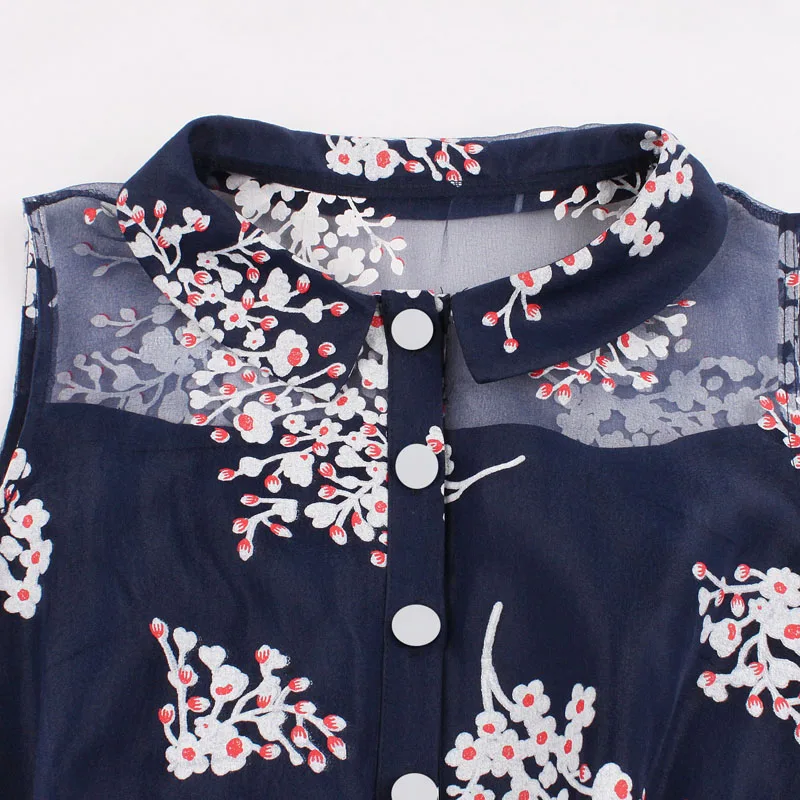 JLI MAY летнее Сетчатое платье-рубашка с цветочным рисунком офисное ретро платье