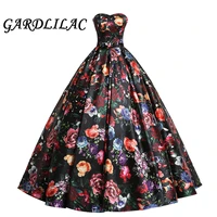 gardlilac sweetheart ball gown prom dress long 3d floral print formal gowns vestido de festa formal gown sweet 16 dresses g0135