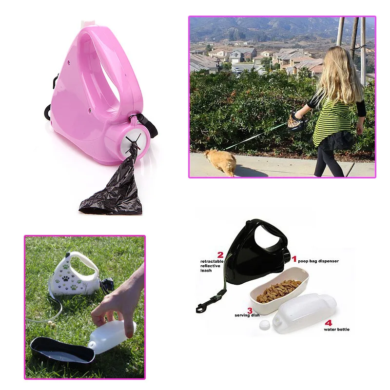 Прочный поводок для собак с сумкой-повязкой и чашей кормушка воды корма