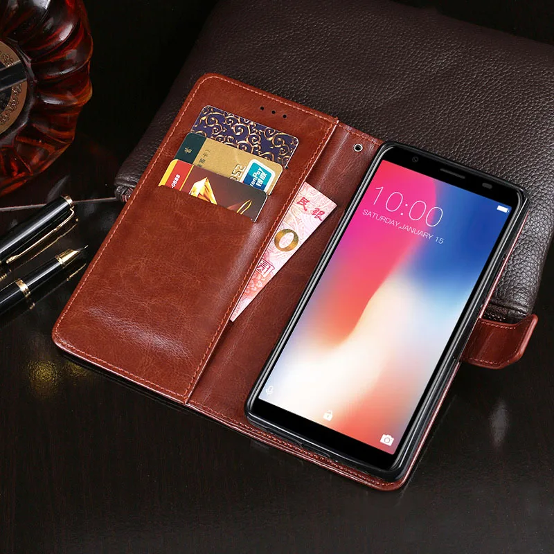 Кожаный чехол книжка для Doogee X55 откидная крышка противоударный защитный