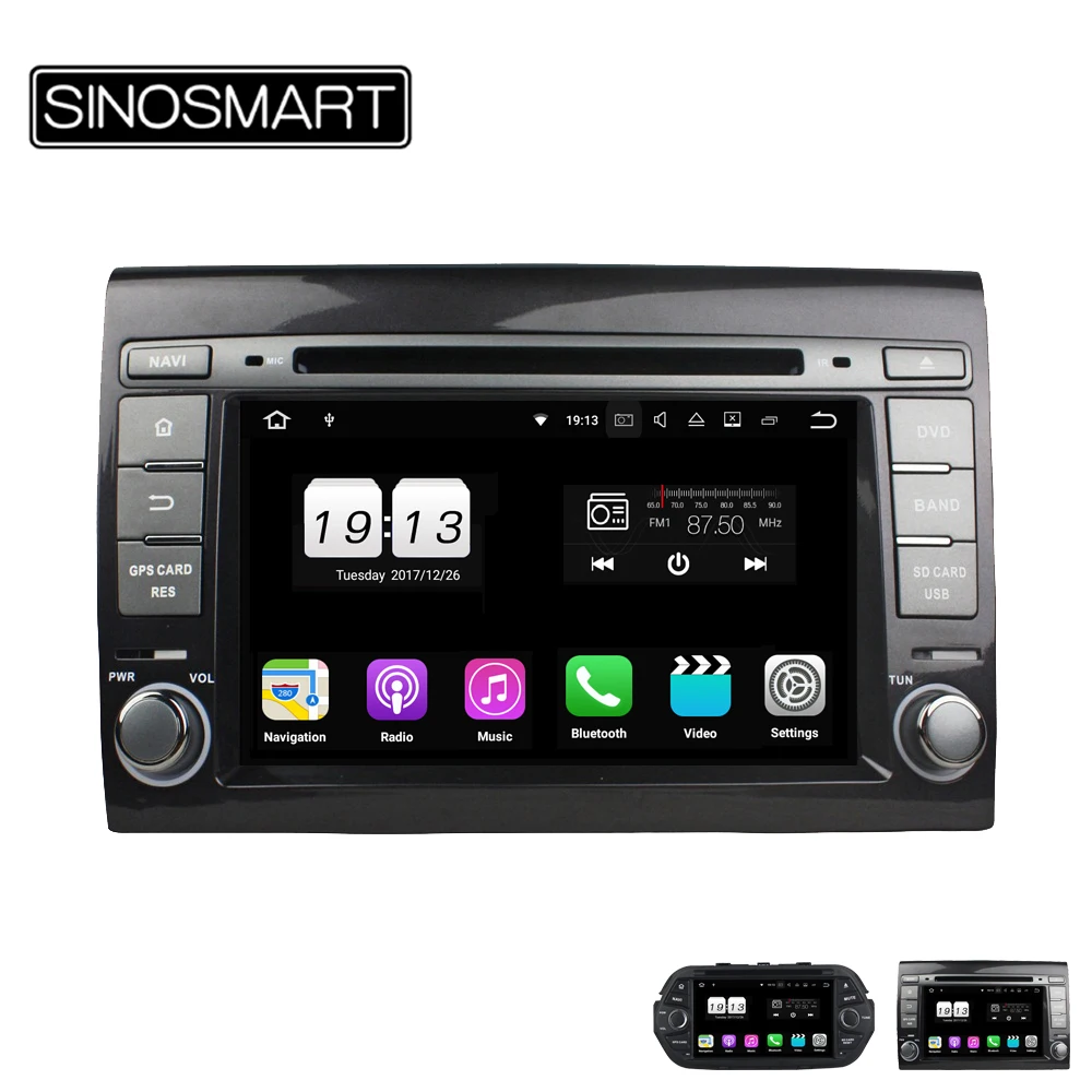 SINOSMART 4/8 Core 2G/4G RAM Android 8 1/8 0 автомобильный DVD GPS навигатор для Fiat Bravo 2007-2012/Egea 2016 с Canbus |