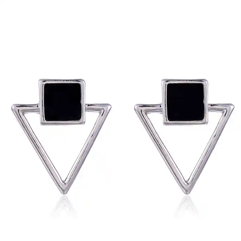 White Gold Color SUKI bt21-bts Oorbellen Voor Vrouwen висячие серьги женские массивные ювелирные изделия эмаль квадратные полые треугольные элегантные серьги для девушек - Окраска металла: White Gold Color