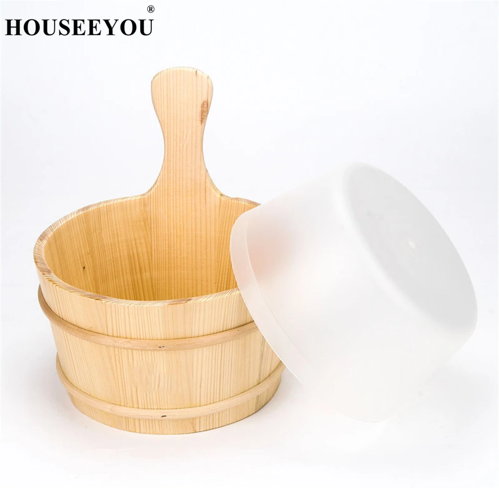 Ведро + ковш из натурального дерева для сауны спа дома отеля ванной комнаты набор