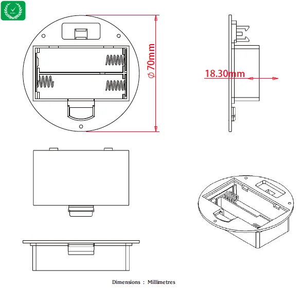 4 шт./лот 2 батарейки АА круглые батареи держателей с крышкой и переключатель TBH 2A