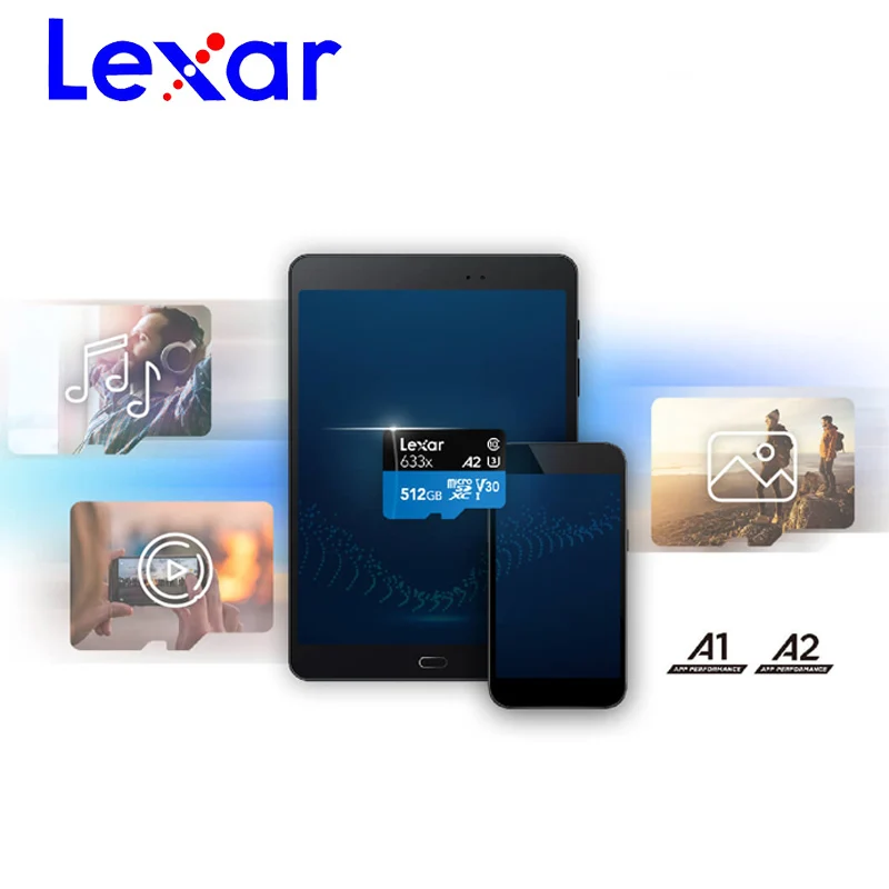 Lexar A2 512G Micro SD карта класс 10 UHS I U3 TF 32G 64g 128G 256g MicroSD мобильный телефон камера движения